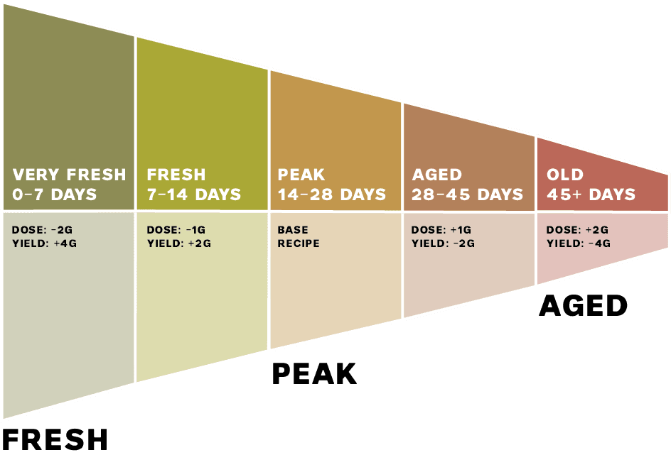 How To Adjust Your Espresso Recipe Based On Coffee Age